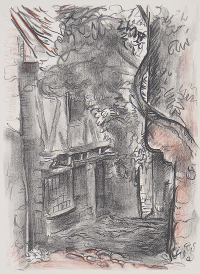 Emile  Othon FRIESZ : Maison rustique à colombages 1949 - Lithographie (détail)