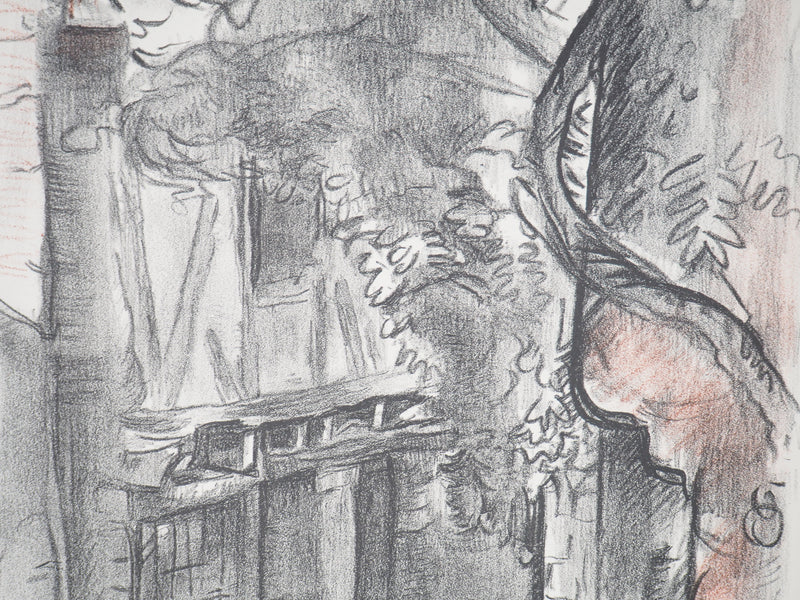Emile  Othon FRIESZ : Maison rustique à colombages 1949 - Lithographie (détail)