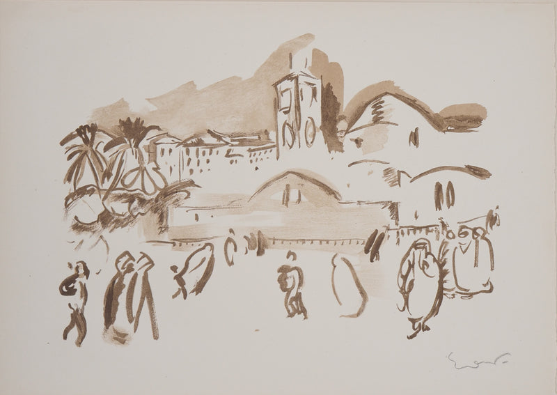 Emile  Othon FRIESZ : Orientalisme : Place animée, 1949 - Lithographie