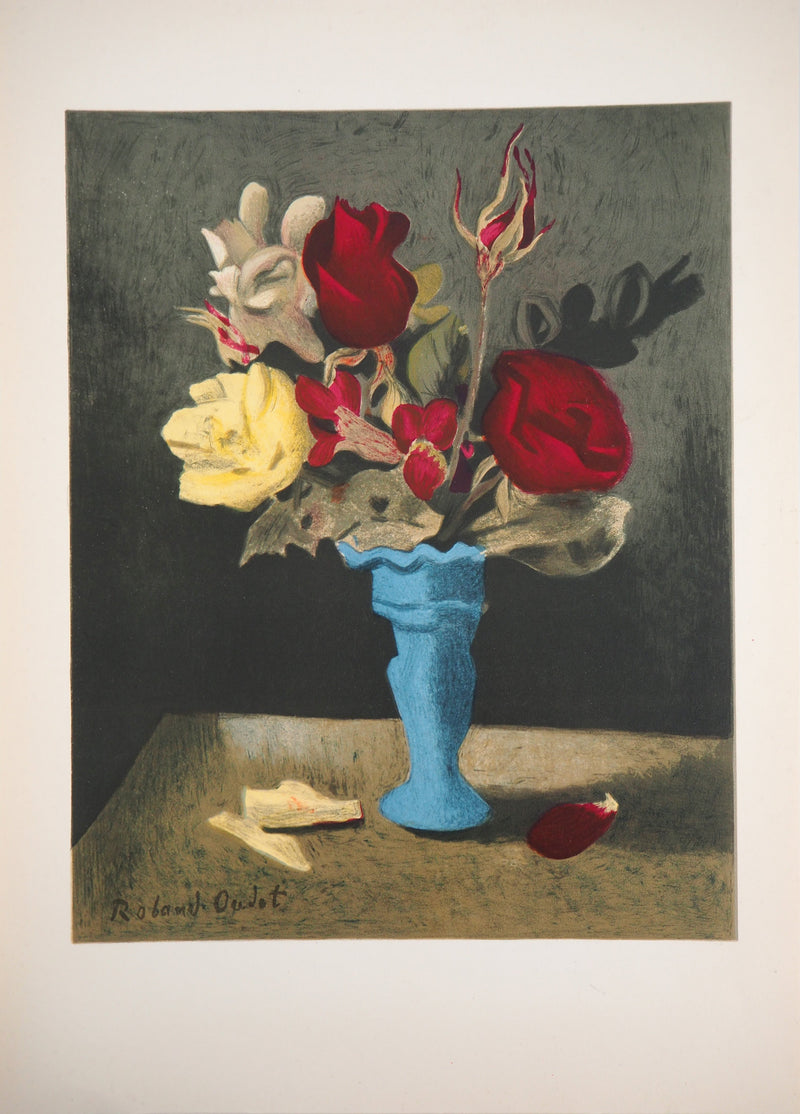 Roland OUDOT : Les dernières roses des Mesnils, 1956 - Lithographie