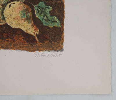 Roland OUDOT : Femme à la rose - Lithographie (détail)