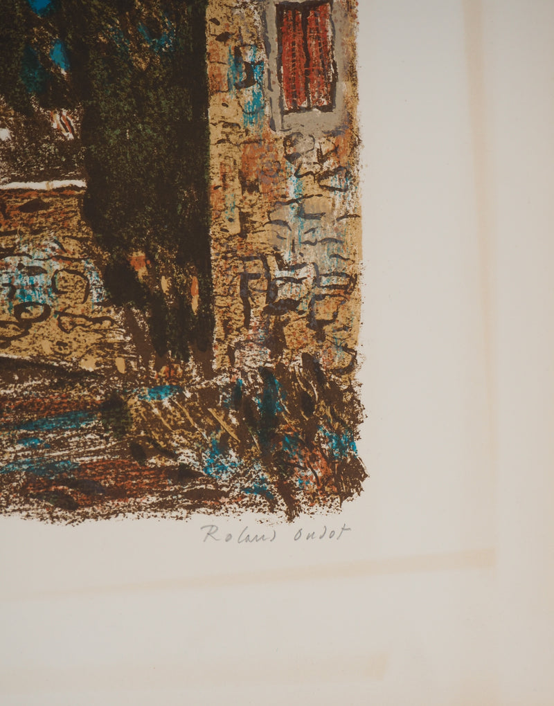 Roland OUDOT : Vieux Mas en Provence - Lithographie (détail)