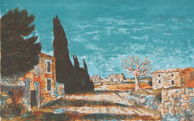 Roland OUDOT : Provence : le vieux mas en pierre - Lithographie (détail)