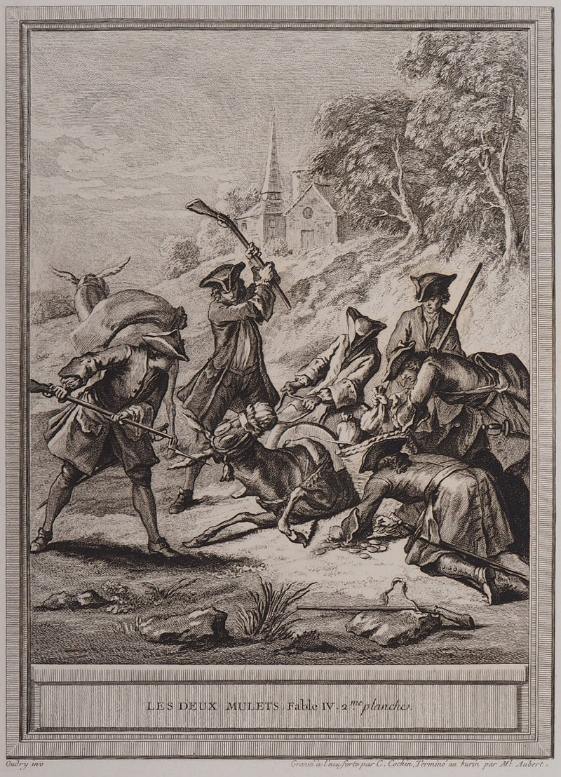 Jean-Baptiste OUDRY : Les deux mulets - Gravure
