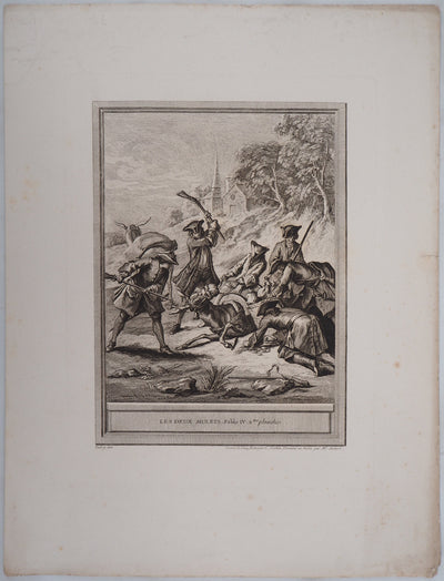 Jean-Baptiste OUDRY : Les deux mulets - Gravure (détail)