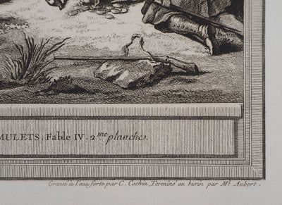 Jean-Baptiste OUDRY : Les deux mulets - Gravure (détail)