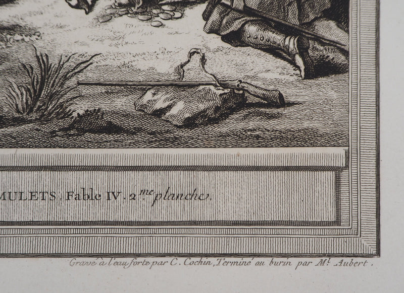 Jean-Baptiste OUDRY : Les deux mulets - Gravure (détail)