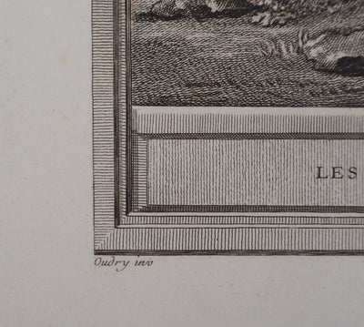 Jean-Baptiste OUDRY : Les deux mulets - Gravure (détail)