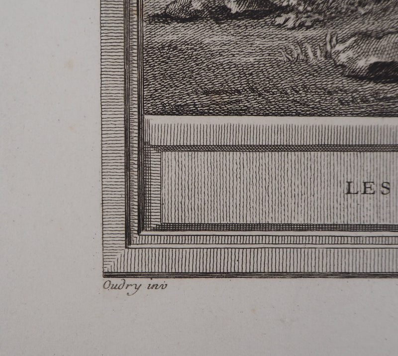 Jean-Baptiste OUDRY : Les deux mulets - Gravure (détail)