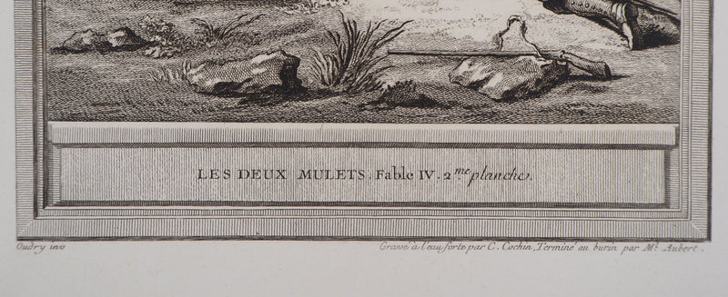 Jean-Baptiste OUDRY : Les deux mulets - Gravure (détail)