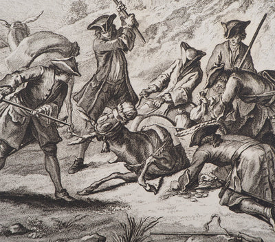 Jean-Baptiste OUDRY : Les deux mulets - Gravure (détail)