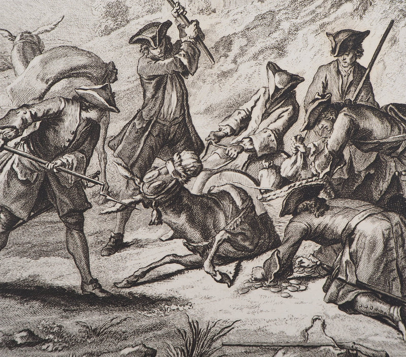 Jean-Baptiste OUDRY : Les deux mulets - Gravure (détail)
