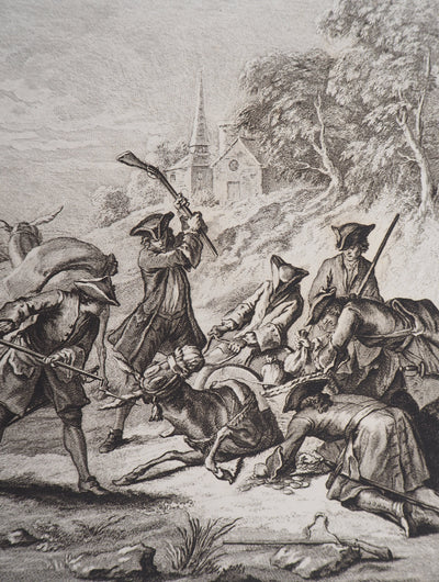 Jean-Baptiste OUDRY : Les deux mulets - Gravure (détail)