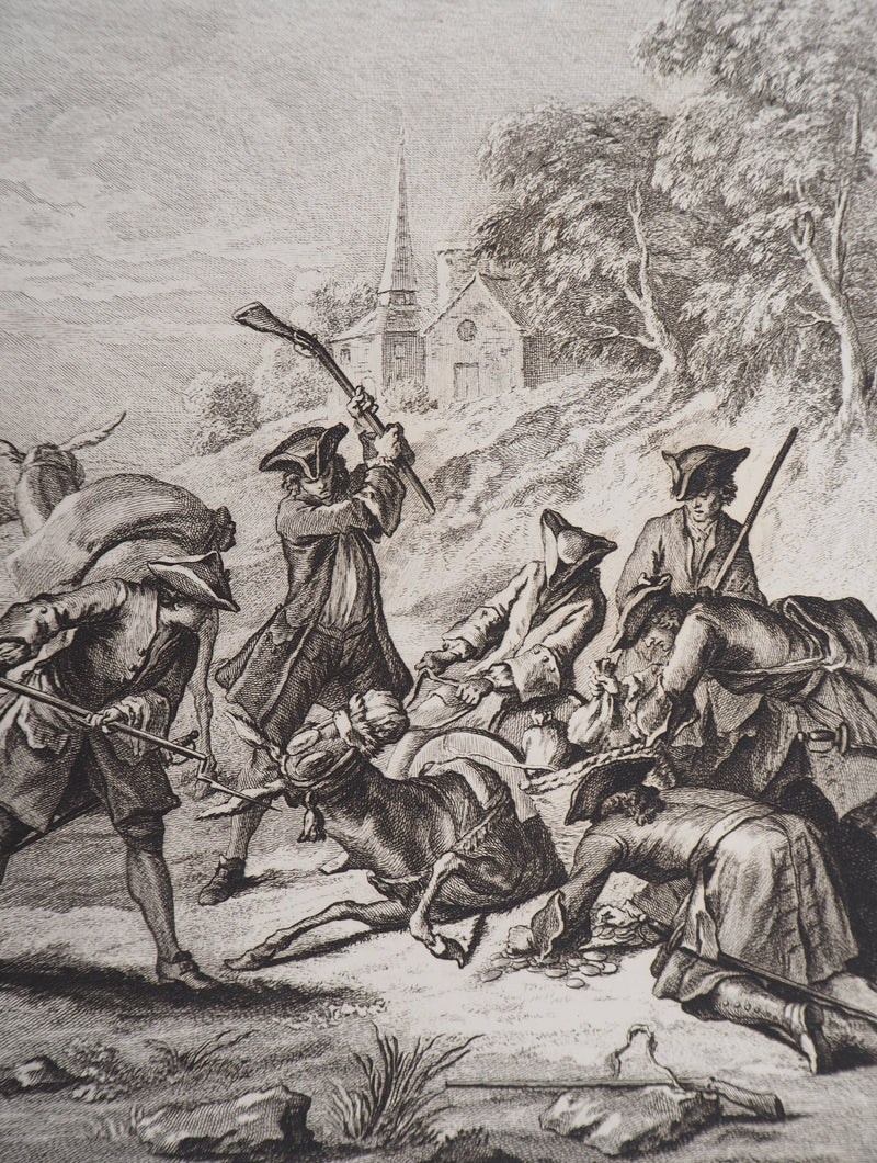 Jean-Baptiste OUDRY : Les deux mulets - Gravure (détail)