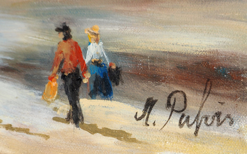 Michel PABOIS : Après-midi ensoleillée sur les plages de Bretagne - Tableau (détail)