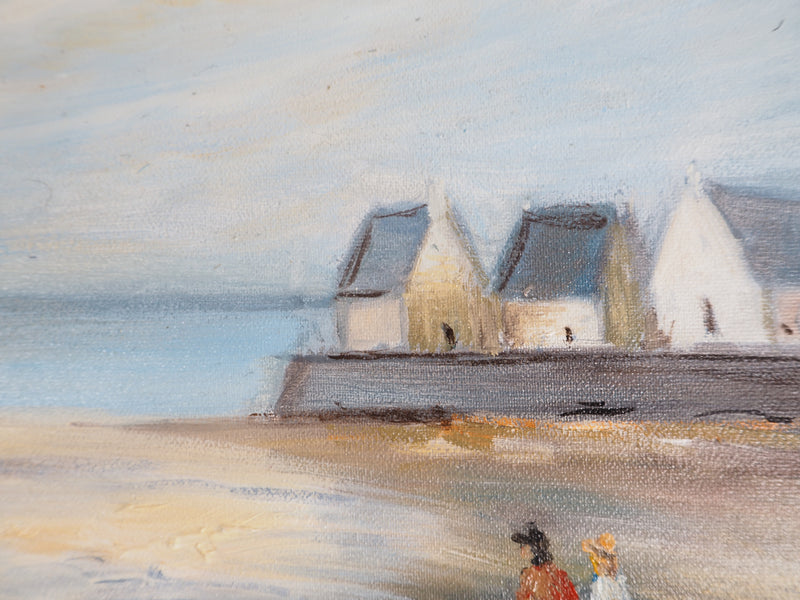 Michel PABOIS : Après-midi ensoleillée sur les plages de Bretagne - Tableau (détail)
