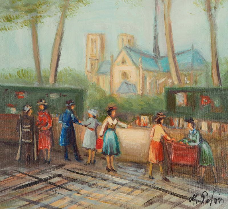 Michel PABOIS : Bouquinistes - Tableau (détail)