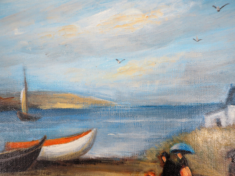 Michel PABOIS : Deux barques bretonnes au bord de l&