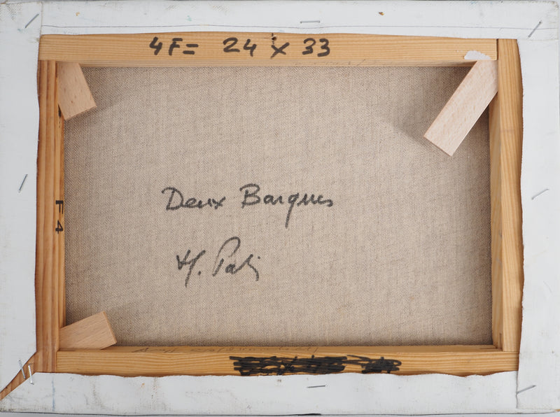 Michel PABOIS : Deux barques bretonnes au bord de l&