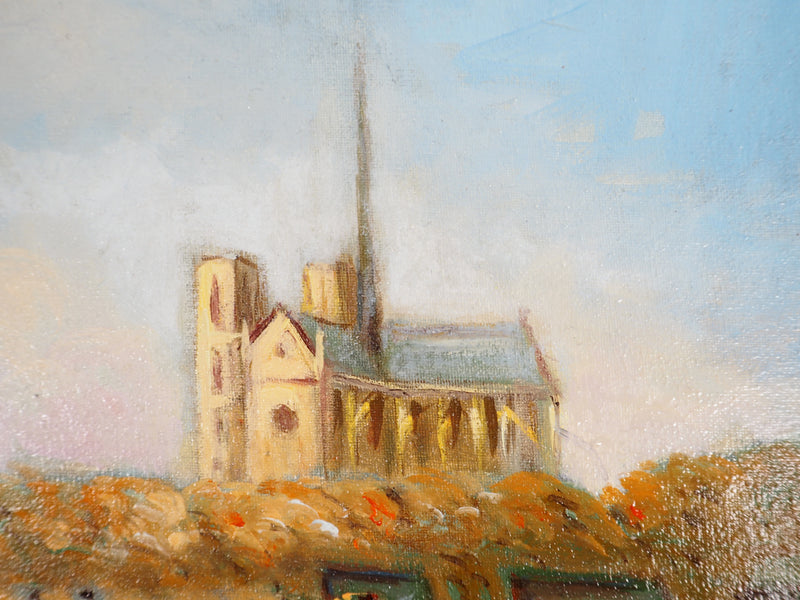 Michel PABOIS : Paris : les bouquinistes des quais et Notre Dame - Tableau (détail)