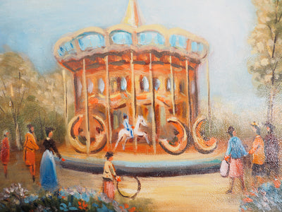 Michel PABOIS : Paris : carrousel du jardin des Tuileries - Tableau (détail)