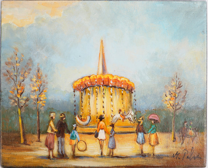 Michel PABOIS : Paris : Chevaux de bois au Tuileries - Tableau