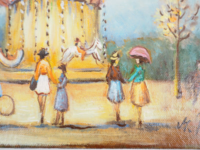 Michel PABOIS : Paris : Chevaux de bois au Tuileries - Tableau (détail)