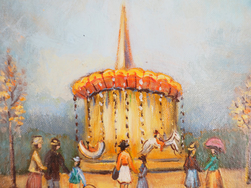 Michel PABOIS : Paris : Chevaux de bois au Tuileries - Tableau (détail)