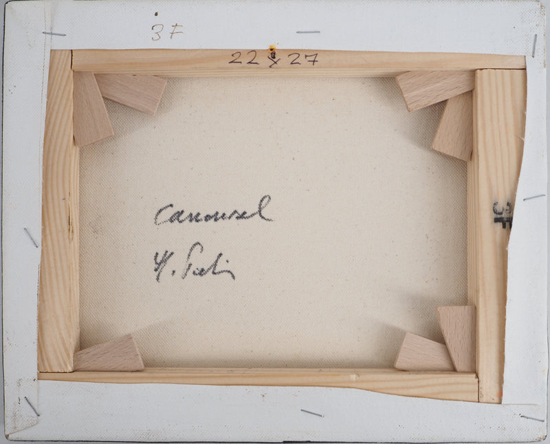 Michel PABOIS : Paris : Chevaux de bois au Tuileries - Tableau (détail)