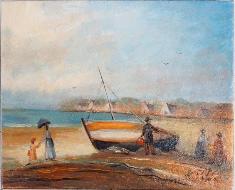 Michel PABOIS : Paysage breton : La barque - Tableau