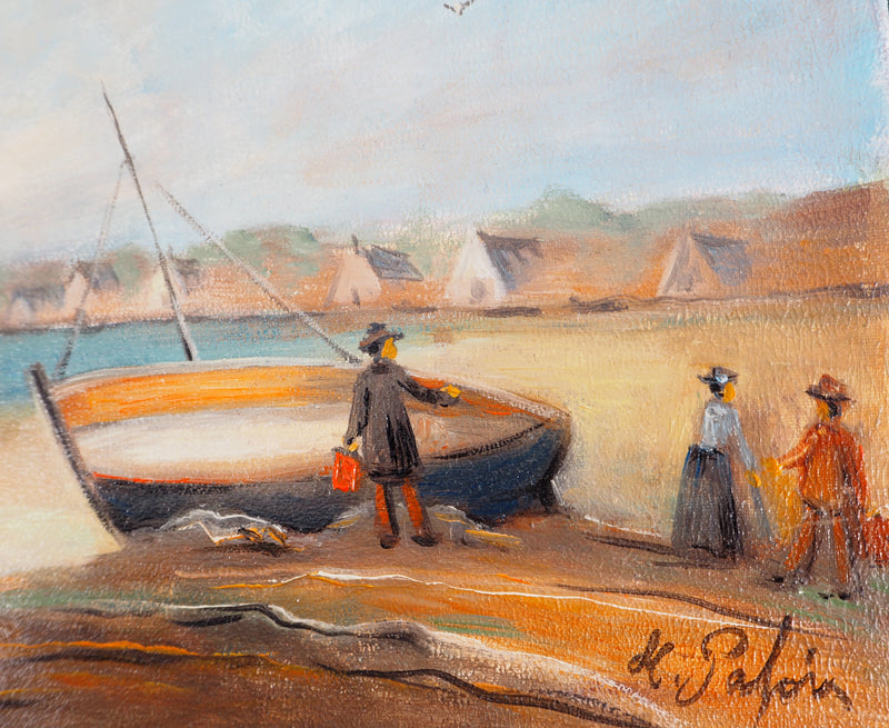 Michel PABOIS : Paysage breton : La barque - Tableau (détail)