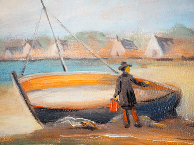 Michel PABOIS : Paysage breton : La barque - Tableau (détail)
