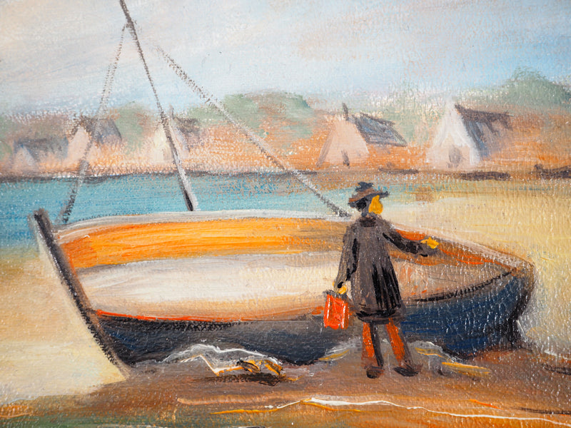 Michel PABOIS : Paysage breton : La barque - Tableau (détail)