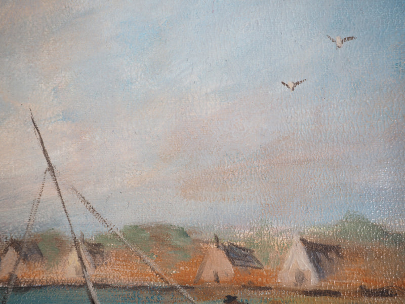 Michel PABOIS : Paysage breton : La barque - Tableau (détail)