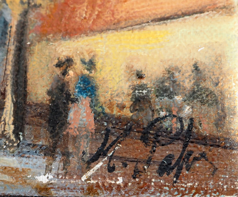 Michel PABOIS : Paysage parisien : boulevard de la Madeleine  - Tableau (détail)