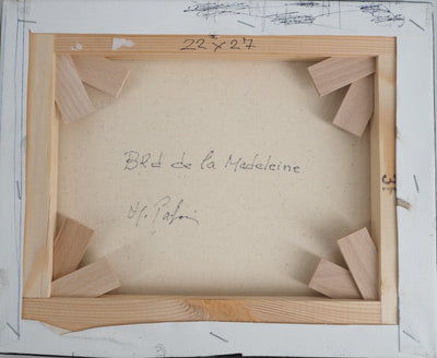 Michel PABOIS : Paysage parisien : boulevard de la Madeleine  - Tableau (détail)