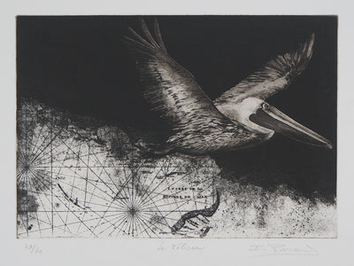 Isabelle PANAUD : Le Pélican - Gravure