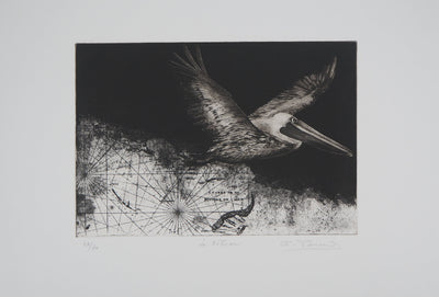 Isabelle PANAUD : Le Pélican - Gravure (détail)