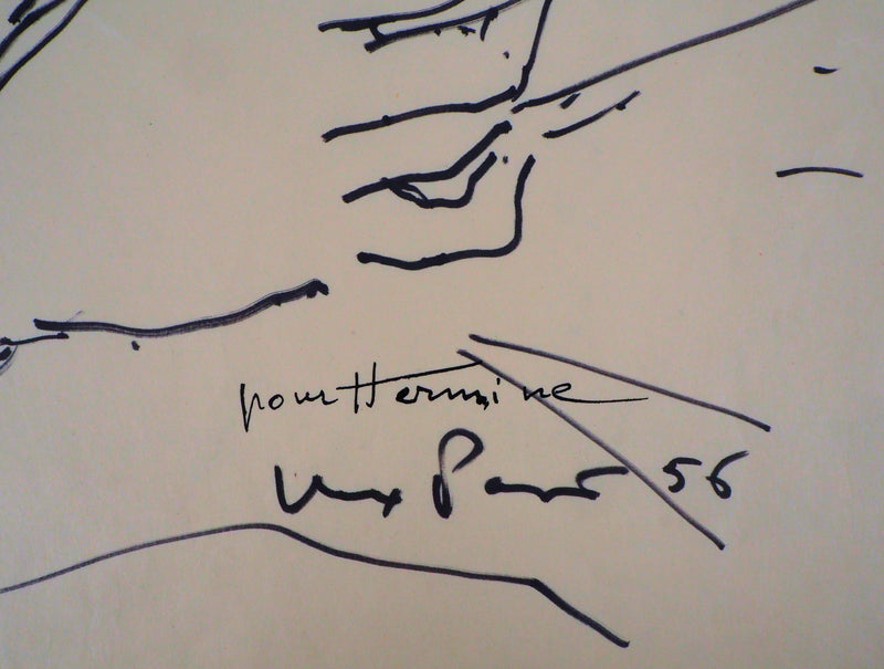 Max PAPART : Femme lisant un livre, 1956 - Dessin (détail)
