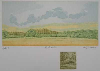 Michel PARADIS : Champs de verdure - Gravure