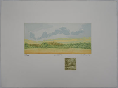 Michel PARADIS : Champs de verdure - Gravure (détail)