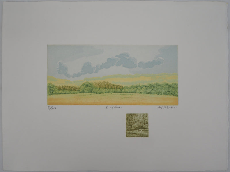 Michel PARADIS : Champs de verdure - Gravure (détail)