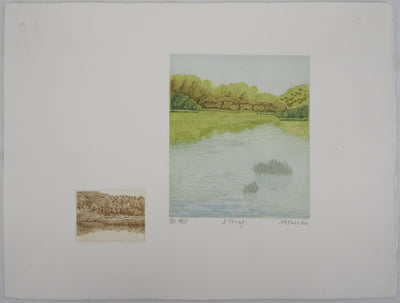 Michel PARADIS : L'étang - Gravure (détail)