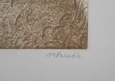 Michel PARADIS : La promenade - Gravure (détail)