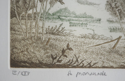 Michel PARADIS : Le Promenade - Gravure (détail)