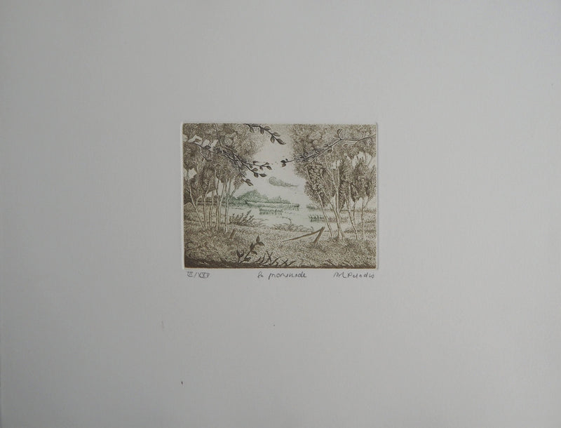 Michel PARADIS : Le Promenade - Gravure (détail)