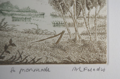 Michel PARADIS : Le Promenade - Gravure (détail)