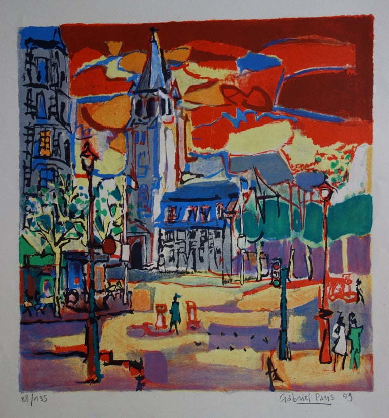Gabriel PARIS : Saint Germain des Prés - Lithographie