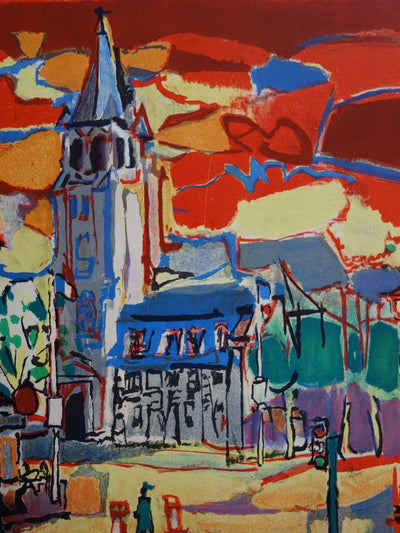 Gabriel PARIS : Saint Germain des Prés - Lithographie (détail)