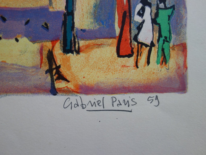 Gabriel PARIS : Saint Germain des Prés - Lithographie (détail)